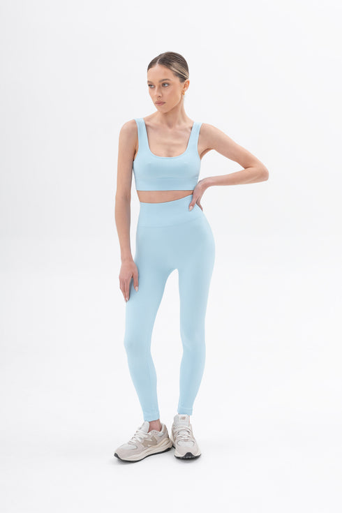 Basic Ribbed Leggings Blue